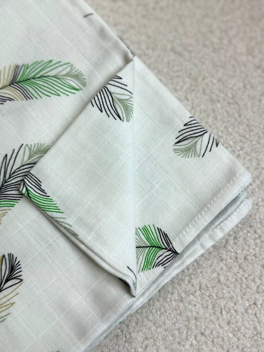 ❤ Пелюшки муслінові двошарові. Принт - Пір'я зелені (#8002059) ✓ Anna Konvert