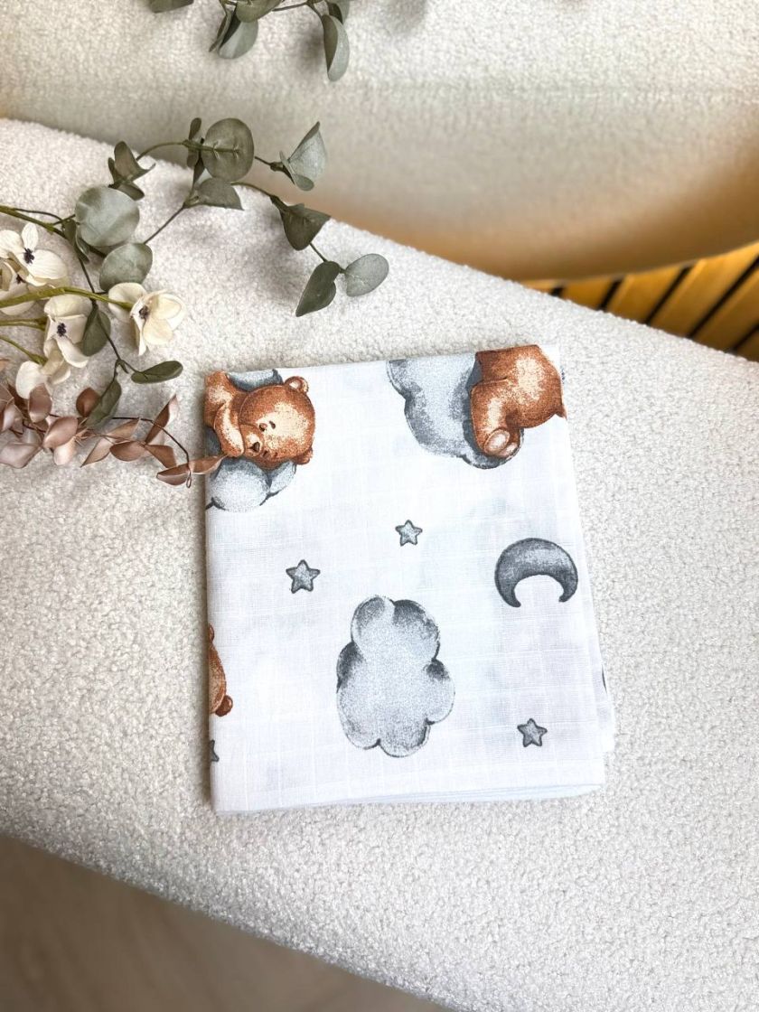 ❤ Пелюшки муслінові двошарові. Принт - Ведмедик на хмаринці (#65135201) ✓ Anna Konvert