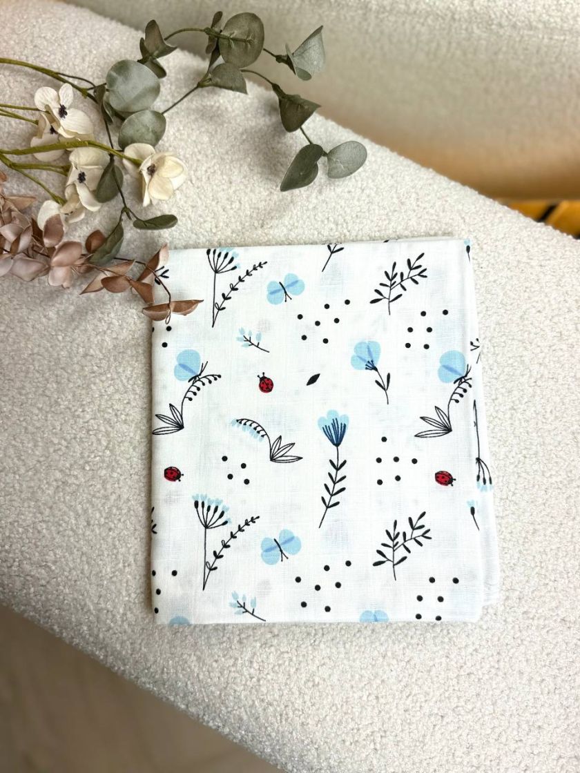 ❤ Пелюшки муслінові двошарові. Принт - Квіти васильки, блакитні (#78279020) ✓ Anna Konvert