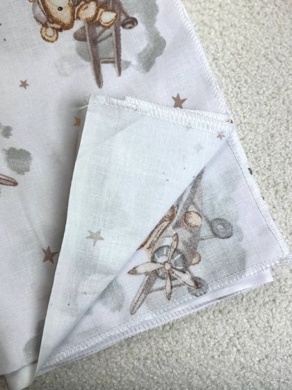 ❤ Пелюшки, ситцеві 90×110см. Принт - Ведмедик на літаку, сірий (#7454214) ✓ Anna Konvert 2