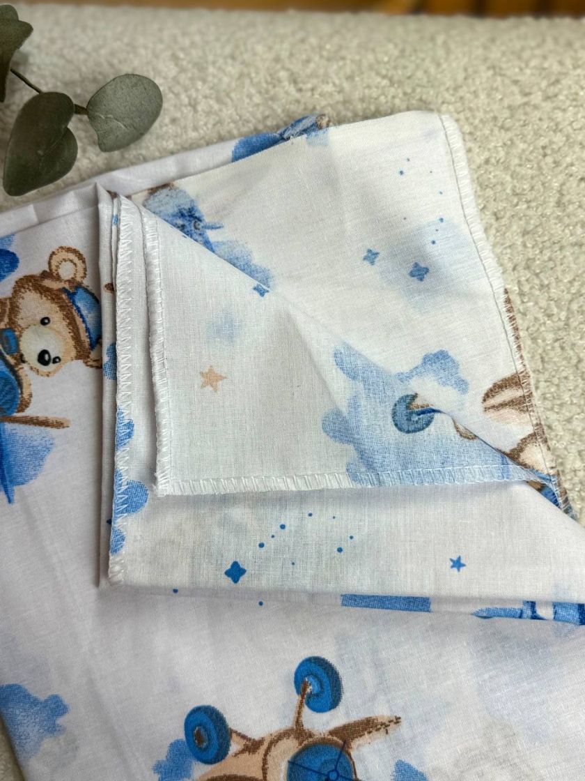 ❤ Пелюшки, ситцеві 90×110см. Принт - Ведмедик на літаку, блакитний (#71183751) ✓ Anna Konvert