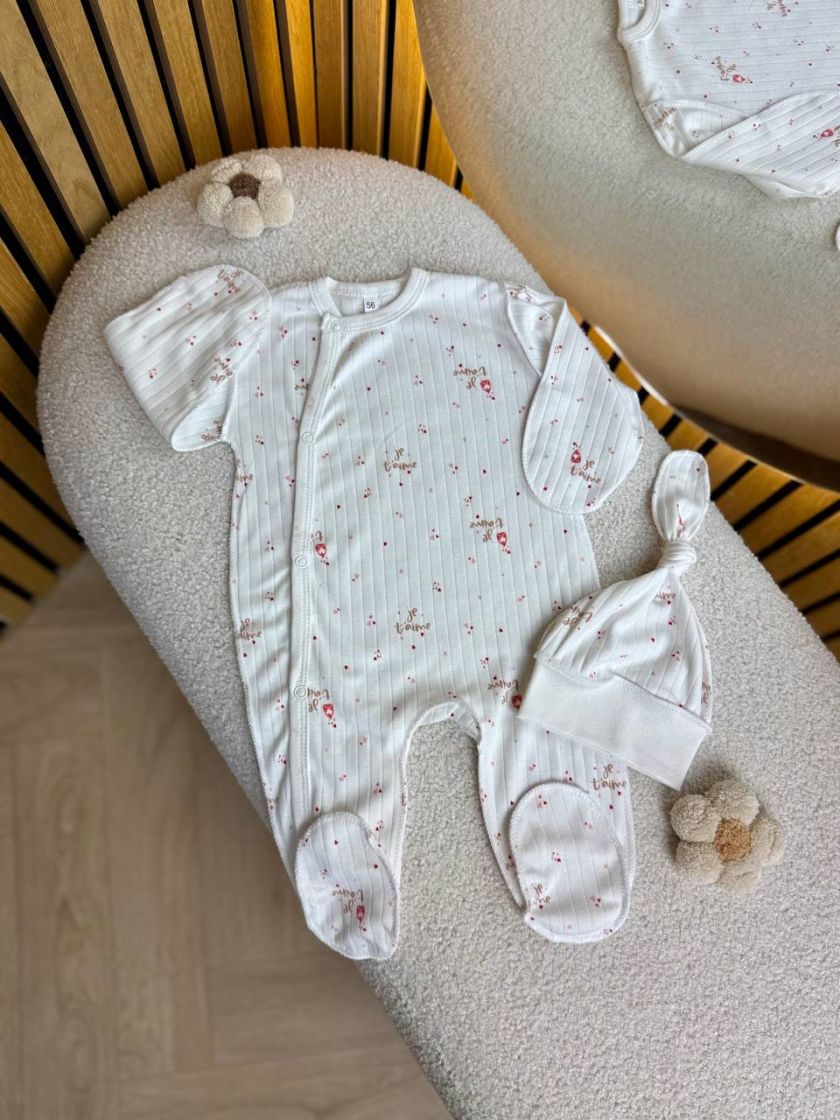 ❤ Чоловічок з шапочкою, рубчик, 56-62см. Принт - Серця тайм (#95270889) ✓ Anna Konvert