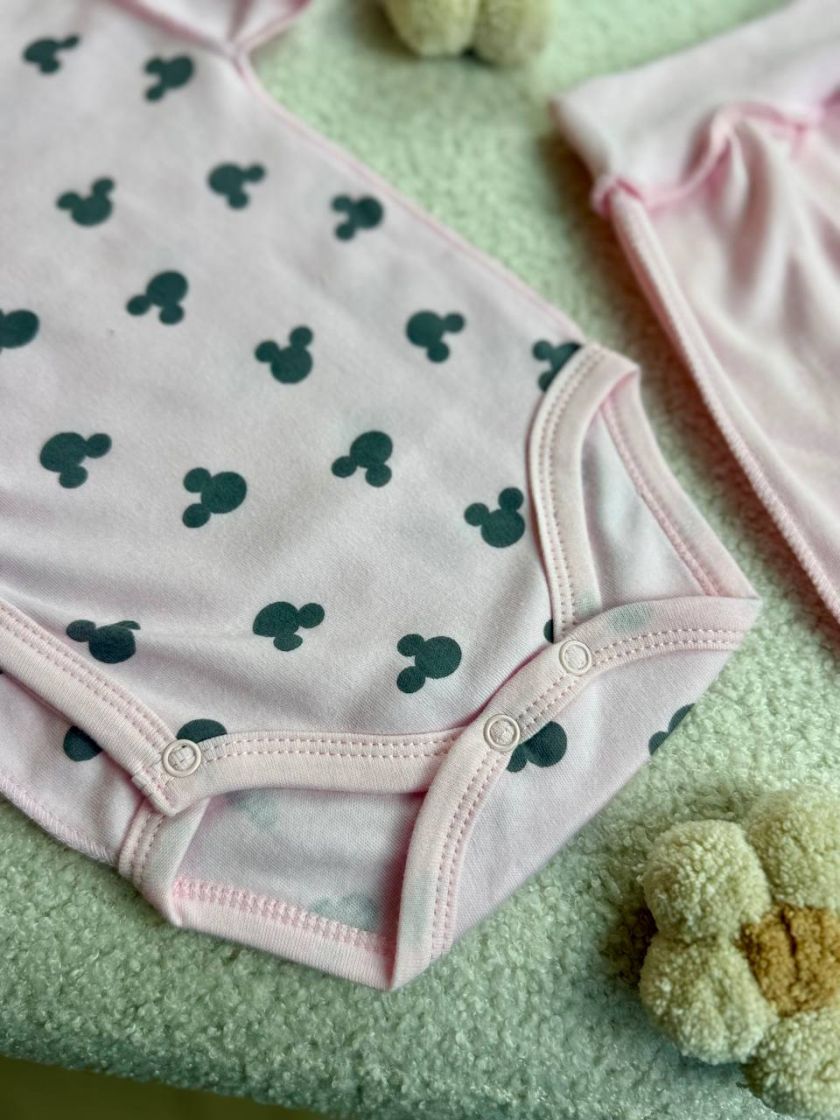 ❤ Комплект 3ка з боді інтерлок, 56р. Принт - Міккі на рожевому (#61360609) ✓ Anna Konvert