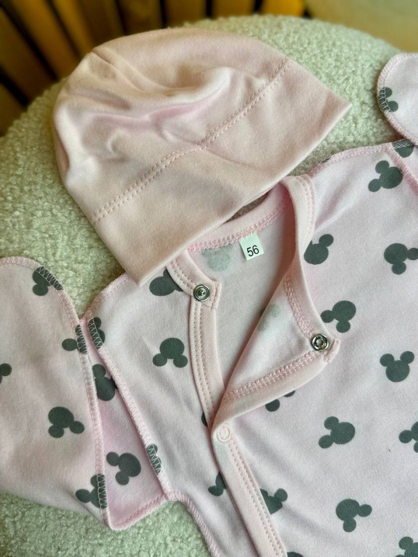 ❤ Комплект 3ка з боді інтерлок, 56р. Принт - Міккі на рожевому (#61360609) ✓ Anna Konvert