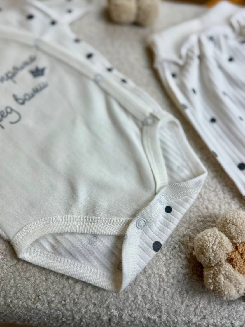 ❤ Комплект 3ка з боді, рубчик принт, Ромашка. Принт - Щастя прямо перед вами. Розмір - 56-62 (#36188420) ✓ Anna Konvert