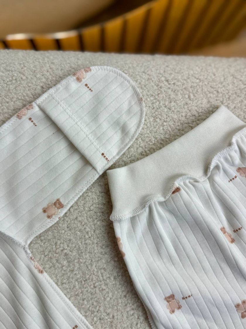 ❤ Комплект 3ка з боді, рубчик принт, Ромашка. Принт - Дрібні ведмедики. Розмір - 56-62 (#88143293) ✓ Anna Konvert