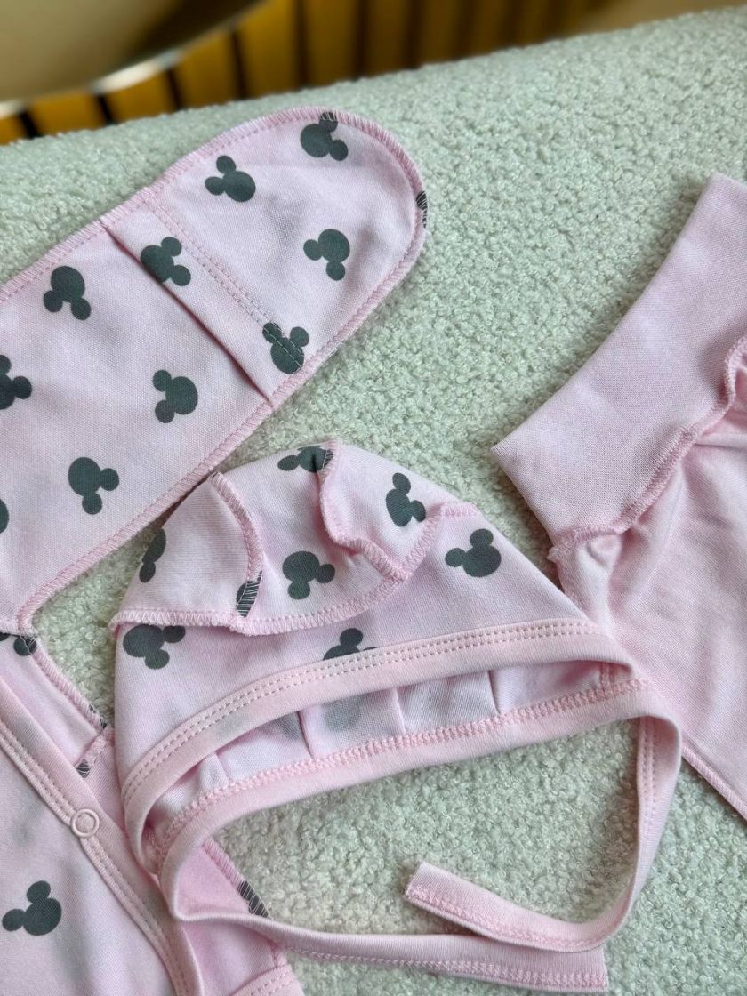 ❤ Комплект 3ка з сорочкою інтерлок 56см. Принт - Міккі на рожевому (#817993) ✓ Anna Konvert