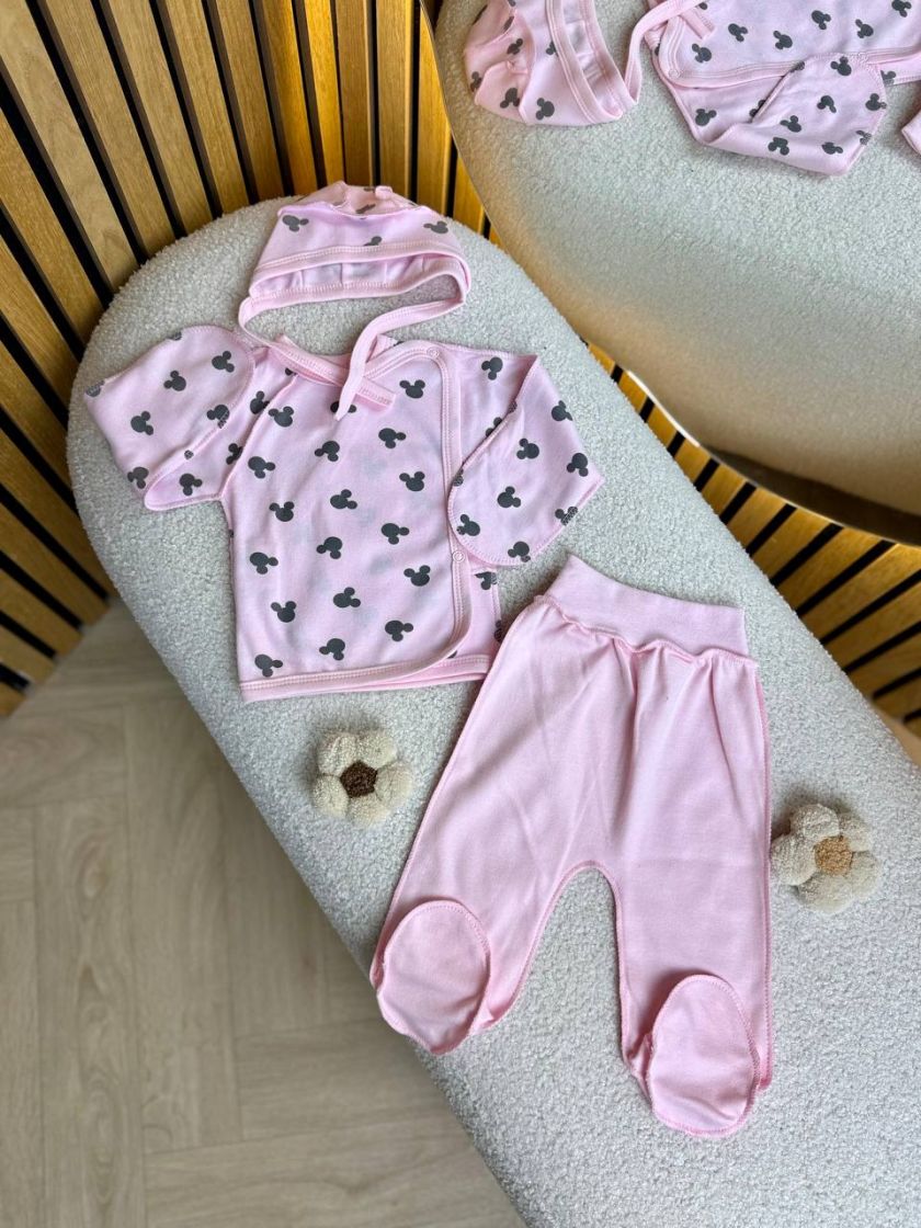 ❤ Комплект 3ка з сорочкою інтерлок 56см. Принт - Міккі на рожевому (#817993) ✓ Anna Konvert