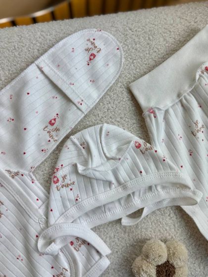 ❤ Комплект 3ка з сороч. 56-62, рубчик, Ромашка. Принт - Серця тайм. Розмір - 56 (#12017535) ✓ Anna Konvert 2