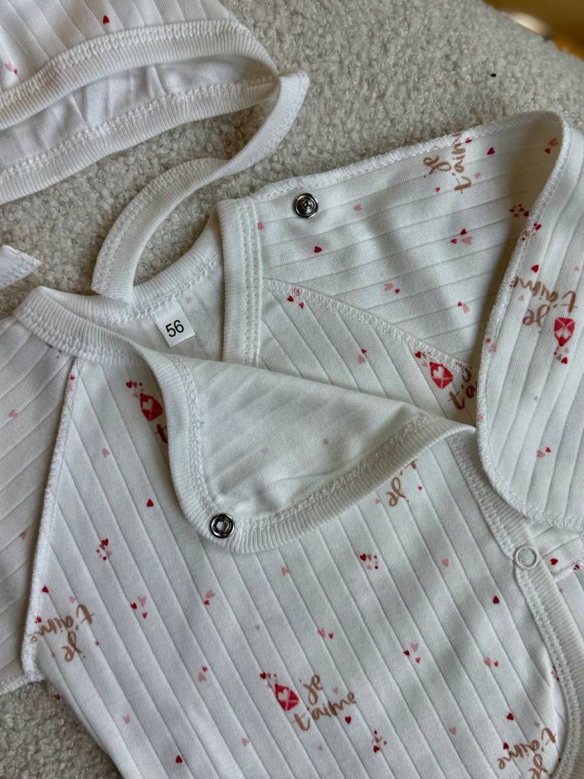 ❤ Комплект 3ка з сороч. 56-62, рубчик, Ромашка. Принт - Серця тайм. Розмір - 56 (#12017535) ✓ Anna Konvert