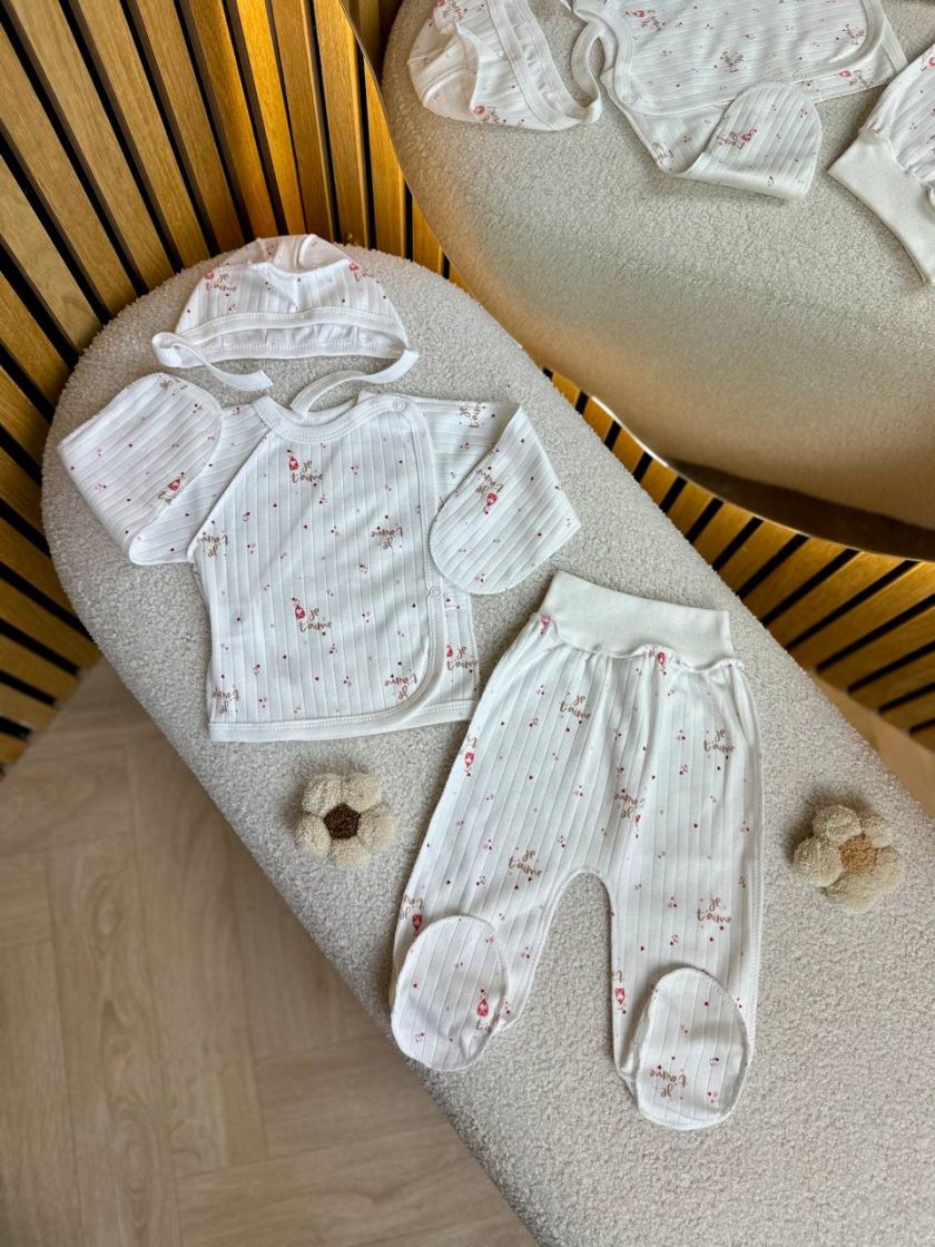 ❤ Комплект 3ка з сороч. 56-62, рубчик, Ромашка. Принт - Серця тайм. Розмір - 56 (#12017535) ✓ Anna Konvert