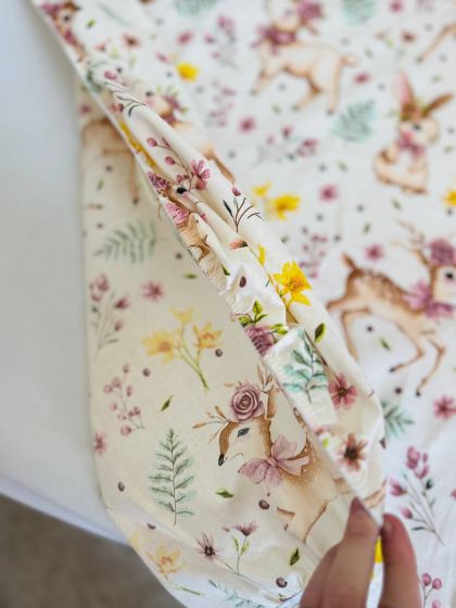 ❤ Простирадло у ліжко, бавовняне 120х60. Принт - Зайчик з рожевим бантиком,з квітами (#86698855) ✓ Anna Konvert 2