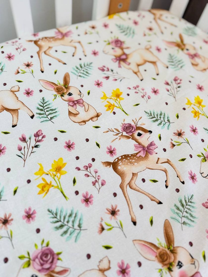 ❤ Простирадло у ліжко, бавовняне 120х60. Принт - Зайчик з рожевим бантиком,з квітами (#86698855) ✓ Anna Konvert