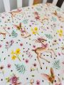 ❤ Простирадло у ліжко, бавовняне 120х60. Принт - Зайчик з рожевим бантиком,з квітами (#86698855) ✓ Anna Konvert