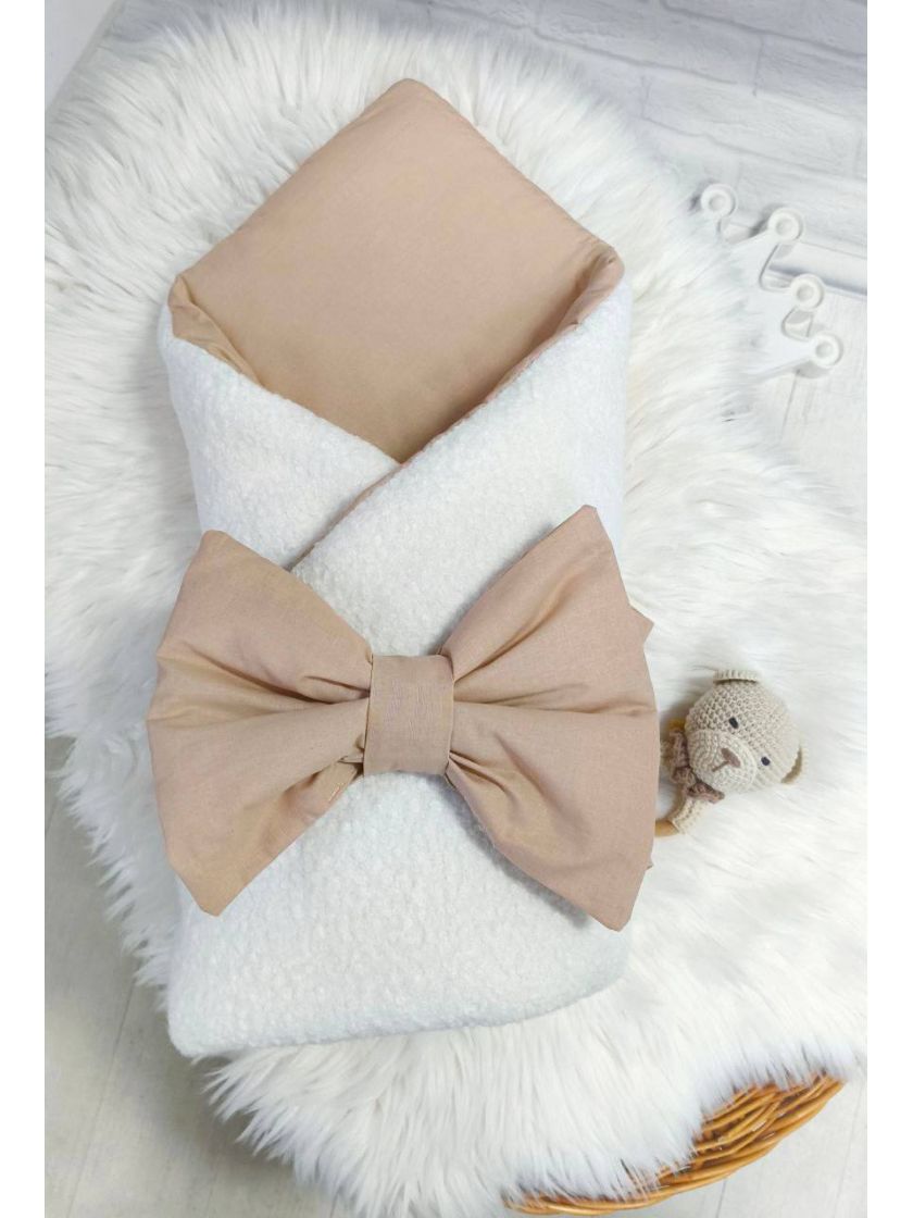 ❤ Демісезонний конверт плед Тедді, 80*80см. Колір - Білий з бежевим (#40623607) ✓ Anna Konvert