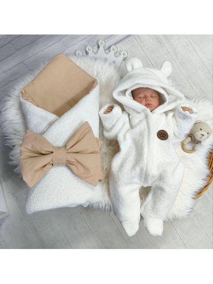 ❤ Демісезонний конверт плед Тедді, 80*80см. Колір - Білий з бежевим (#40623607) ✓ Anna Konvert 2