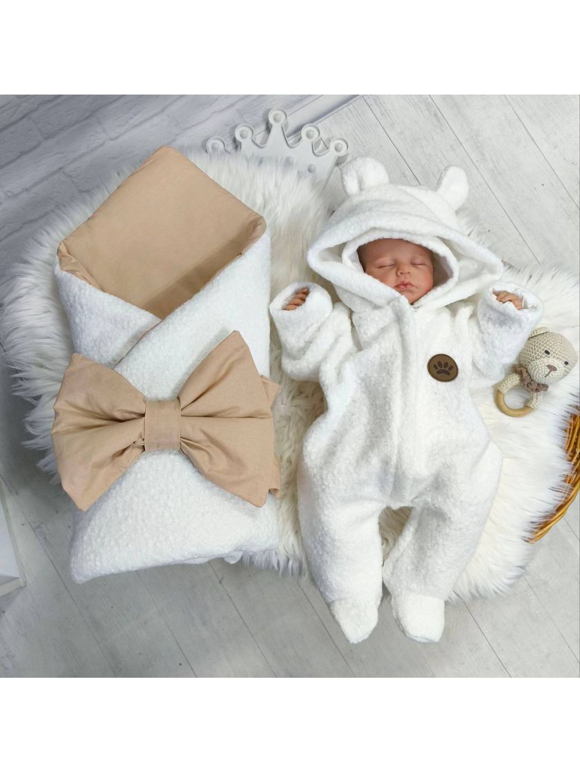 ❤ Демісезонний конверт плед Тедді, 80*80см. Колір - Білий з бежевим (#40623607) ✓ Anna Konvert