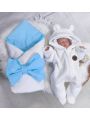 ❤ Демісезонний конверт плед Тедді, 80*80см. Колір - Білий з блакитним (#91249695) ✓ Anna Konvert