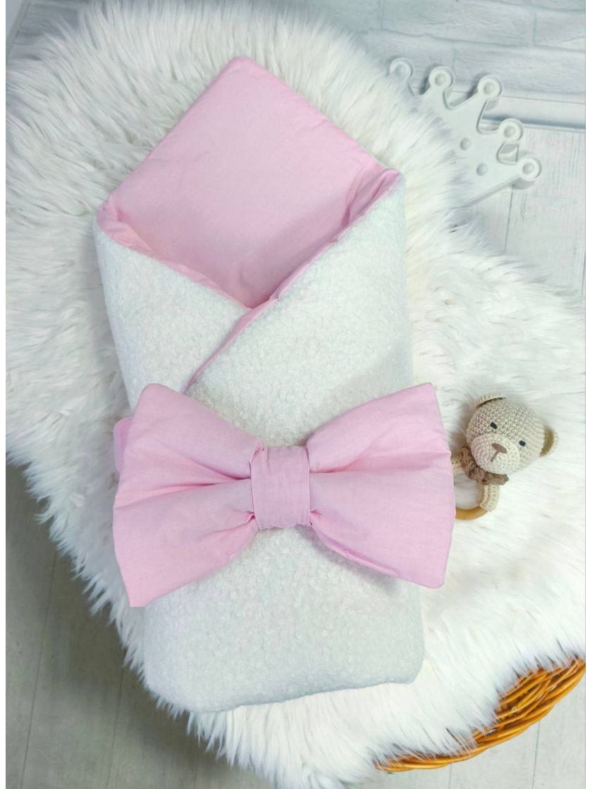 ❤ Демісезонний конверт плед Тедді, 80*80см. Колір - Білий з рожевим (#53917110) ✓ Anna Konvert