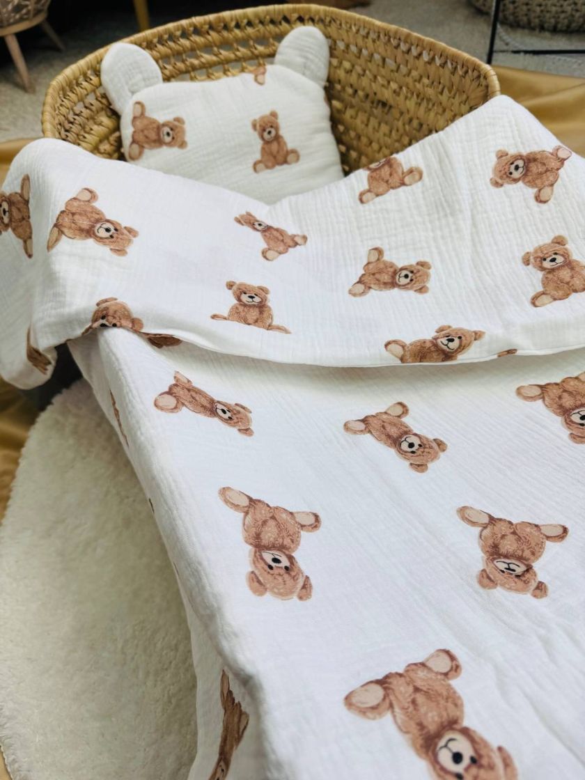 ❤ Набір у візочок мусліновий. Колір - Ведмедик Тедді сидячий на білому (#80625743) ✓ Anna Konvert