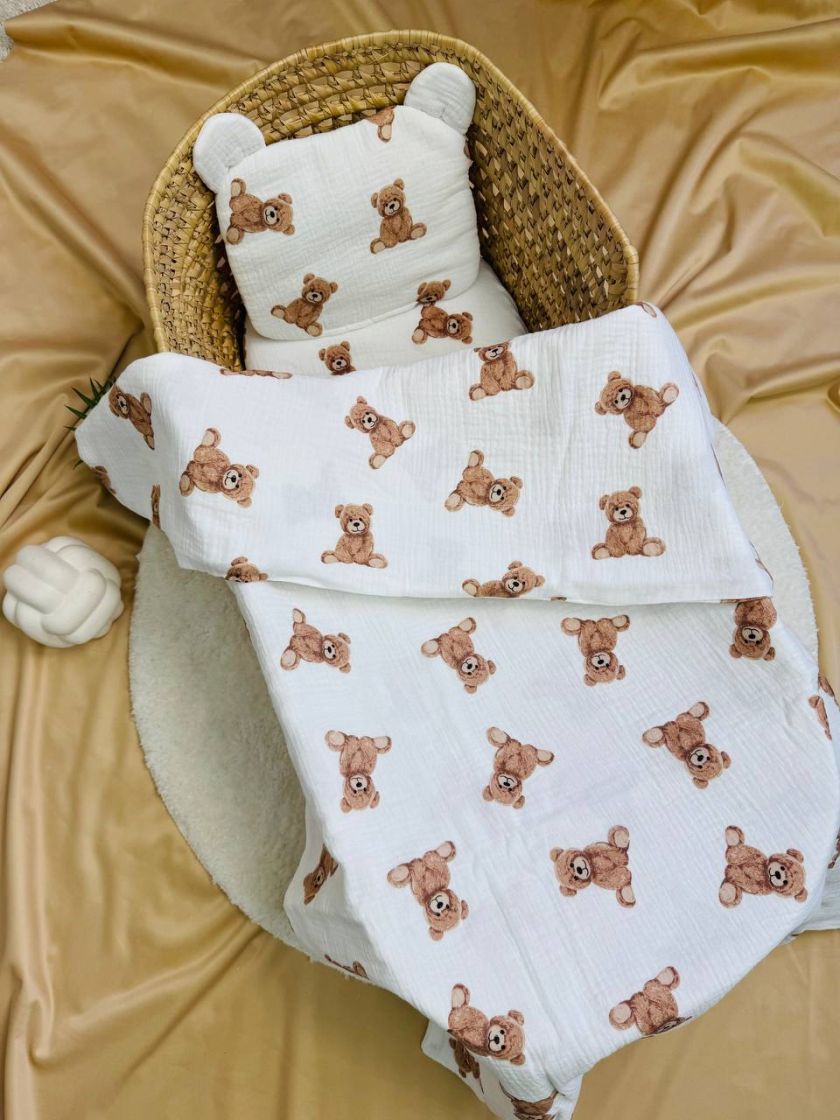 ❤ Набір у візочок мусліновий. Колір - Ведмедик Тедді сидячий на білому (#80625743) ✓ Anna Konvert