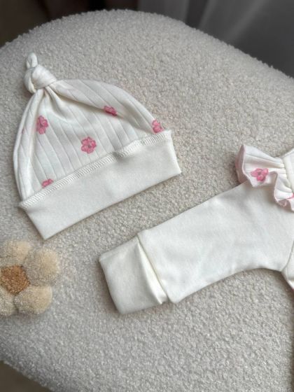 ❤ Чоловічок з рюшами та шапочкою, інтерлок, Smile. Принт - Квітки сакури. Розмір - 56 (#59565905) ✓ Anna Konvert 2