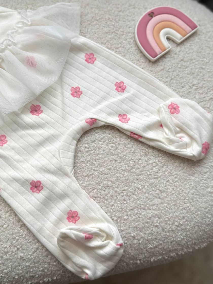 ❤ Комплект 3ка з боді та спідницею, інтерлок "Smile". Принт - Квітки сакури. Розмір - 62 (#11698019) ✓ Anna Konvert