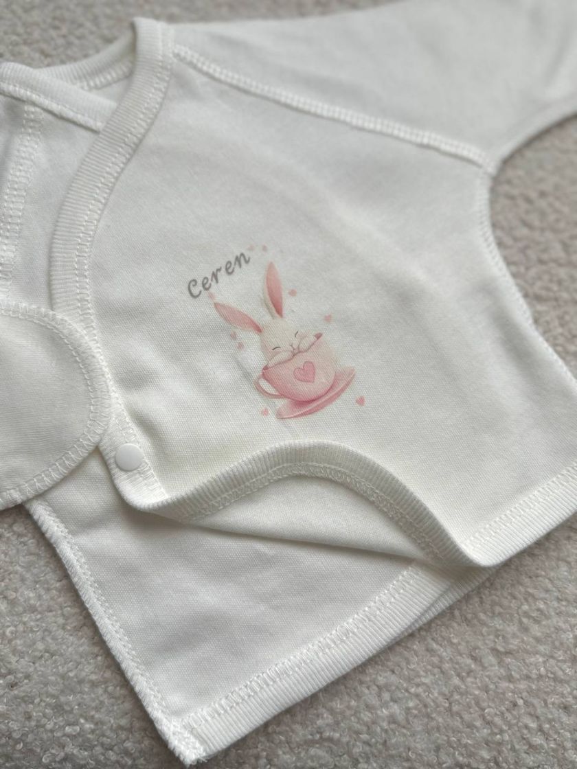 ❤ Комплект 3ка з сорочкою, інтерлок 56см Smile. Принт - Зайчик в чашці. Розмір - 56 (#24379653) ✓ Anna Konvert