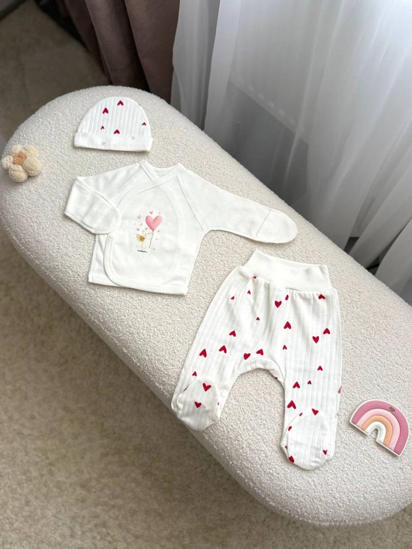 ❤ Комплект 3ка з сорочкою, інтерлок 56см Smile. Принт - Котик з повітряною кулькою. Розмір - 56 (#97190516) ✓ Anna Konvert