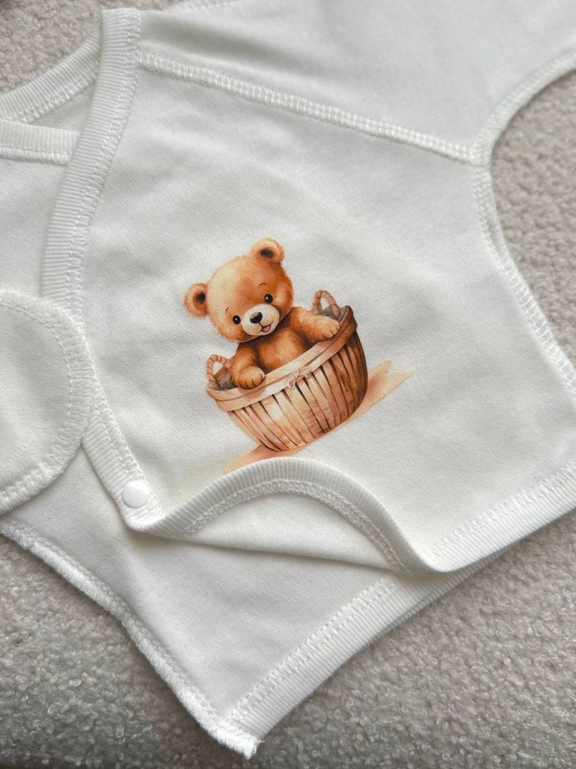 ❤ Комплект 3ка з сорочкою, інтерлок 56см Smile. Принт - Ведмедик у кошику. Розмір - 56 (#81461539) ✓ Anna Konvert