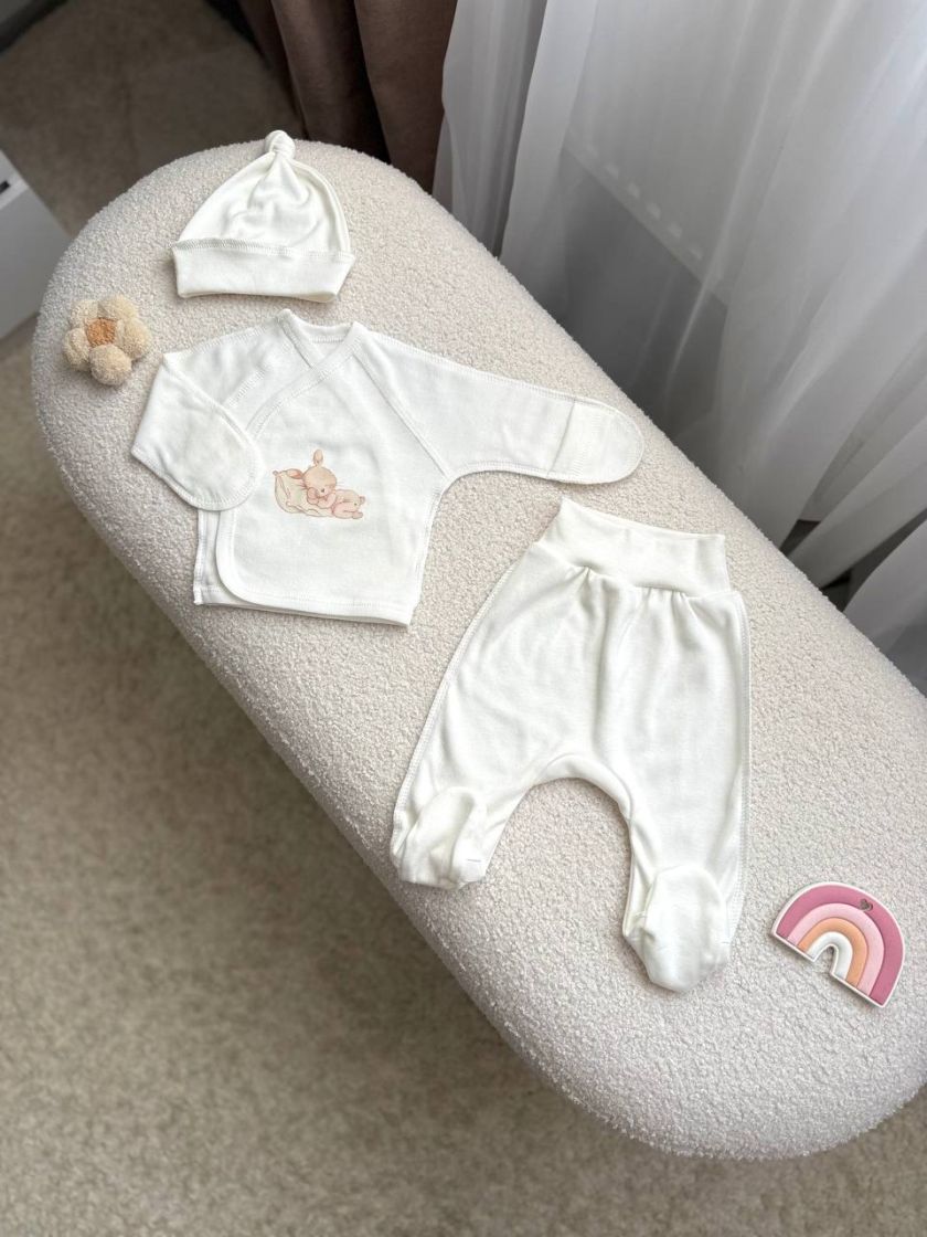 ❤ Комплект 3ка з сорочкою, інтерлок 56см Smile. Принт - Зайчик на подушці. Розмір - 56 (#4817563) ✓ Anna Konvert