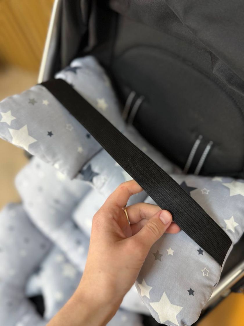 ❤ Матрасик візочок прогулянковий 3в1. Принт - Зірки різні на сірому (#54021379) ✓ Anna Konvert