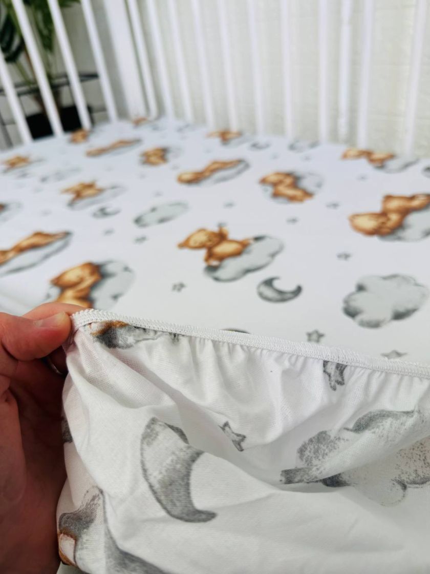 ❤ Простирадло у ліжко, бавовняне 120х60. Принт - Ведмедик на хмаринці (#95909566) ✓ Anna Konvert