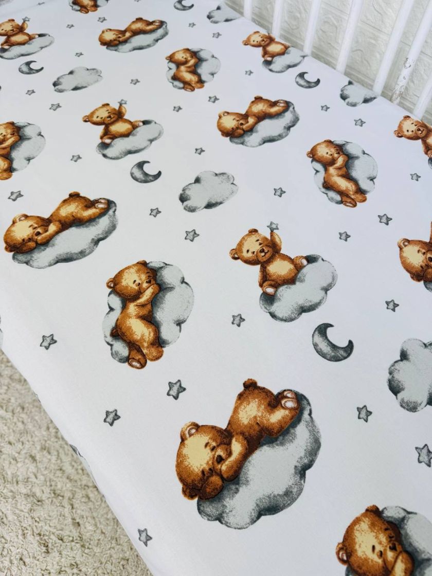 ❤ Простирадло у ліжко, бавовняне 120х60. Принт - Ведмедик на хмаринці (#95909566) ✓ Anna Konvert