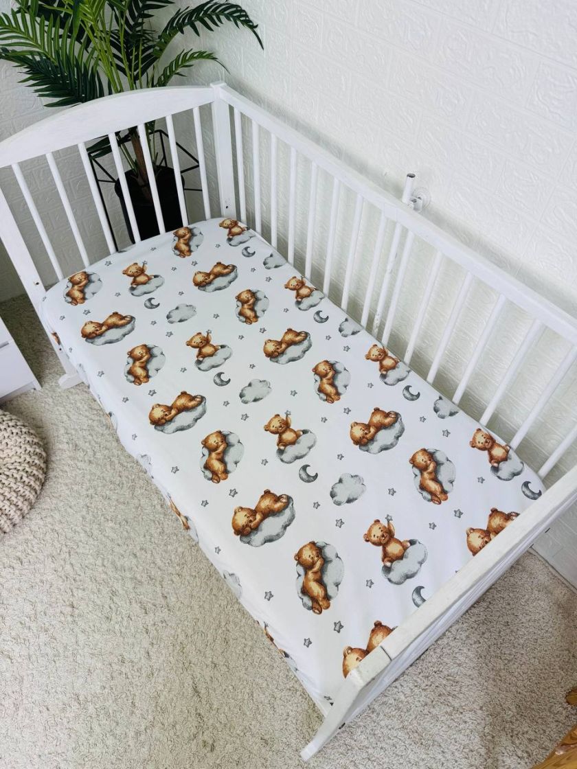 ❤ Простирадло у ліжко, бавовняне 120х60. Принт - Ведмедик на хмаринці (#95909566) ✓ Anna Konvert