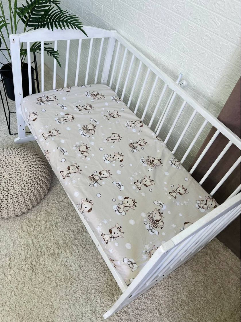 ❤ Простирадло у ліжко, бавовняне 120х60. Принт - Жирафи бежеві (#78189985) ✓ Anna Konvert