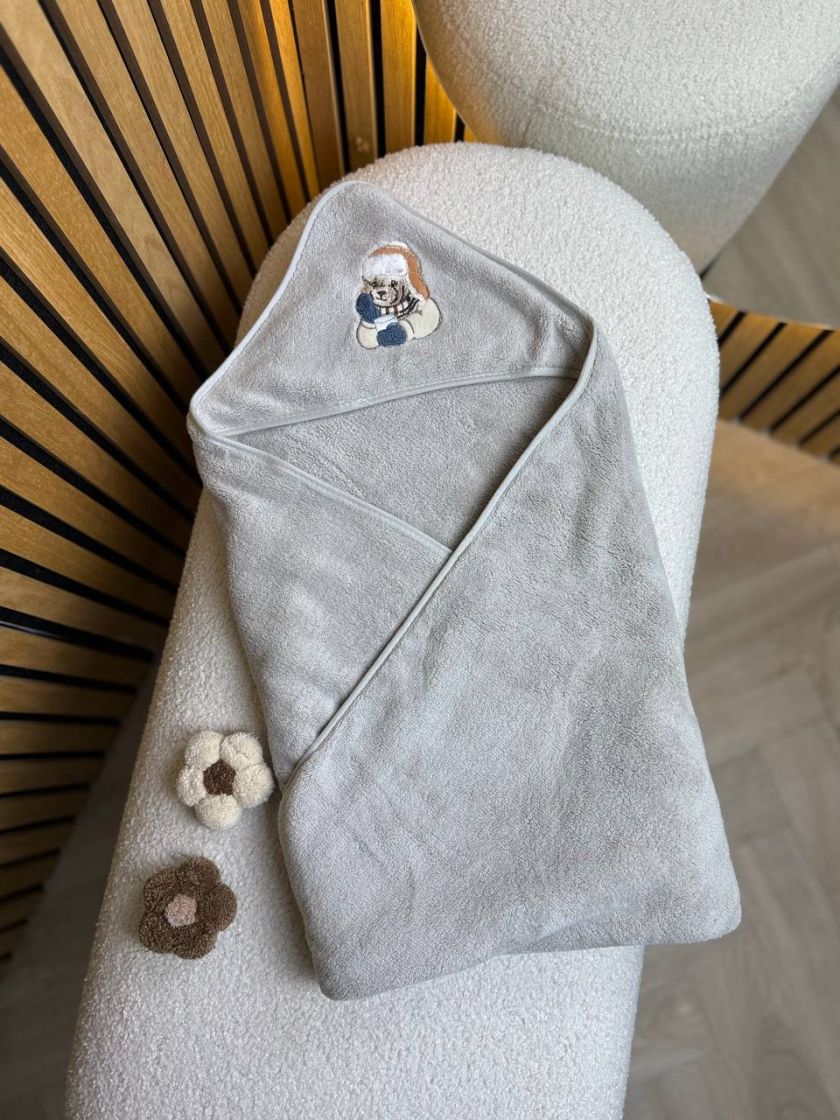 ❤ Рушник-кутик дитячий, 90см на 90см. Принт - Сірий (#88757114) ✓ Anna Konvert