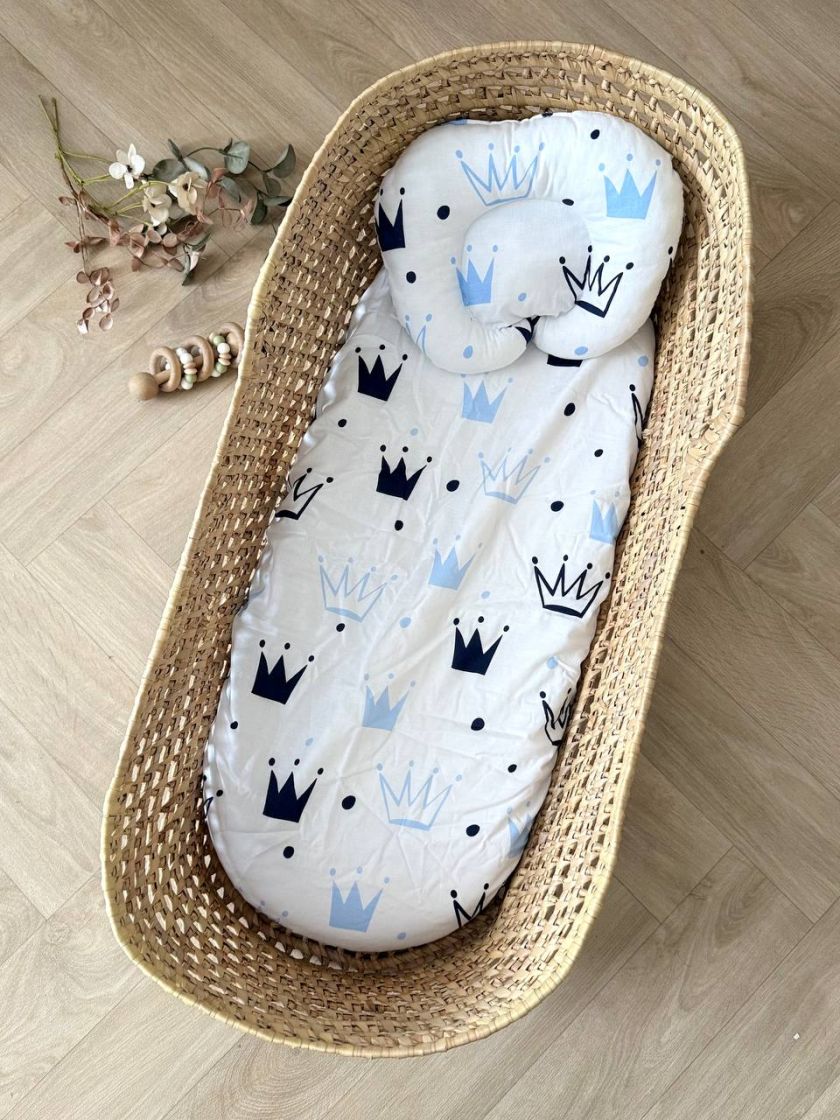 ❤ Простирадло непромакаюче у візочок та подушка. Принт - Корони блакитні (#23921702) ✓ Anna Konvert