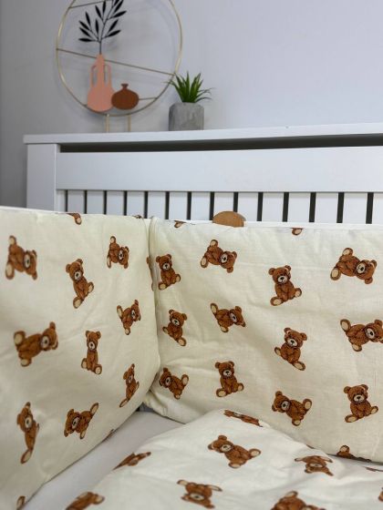 ❤ Бортики-суцільні на 4 боки ліжка, на завʼязках. Принт - Ведмеді сидячі на пісочному (#78290785) ✓ Anna Konvert 2
