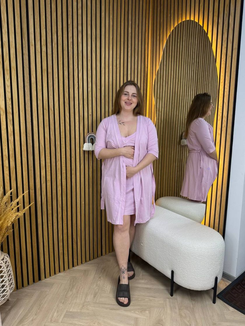 ❤ Комплект сорочка та халат для годування, 44-46 "Кант". Колір - Пильна троянда (#26432573) ✓ Anna Konvert