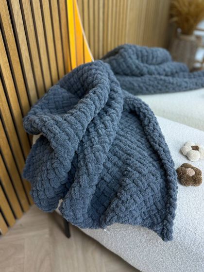 ❤ Пледик пуффі, Сірий 90см на 70см (#4234245) ✓ Anna Konvert 2