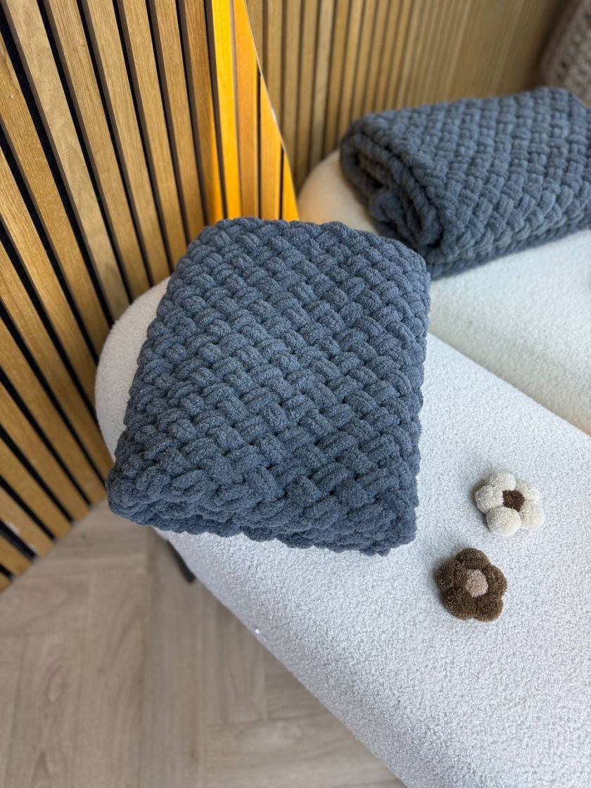 ❤ Пледик пуффі, Сірий 90см на 70см (#4234245) ✓ Anna Konvert