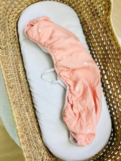 ❤ Простирадло муслін непромакаюче у візочок, розмір 80*40 см. Колір - Серця білі персиковому (#15772898) ✓ Anna Konvert 2