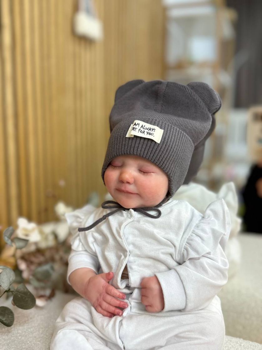 ❤ Шапка демісезонна на зав'язках. Принт - Графіт (#75063856) ✓ Anna Konvert