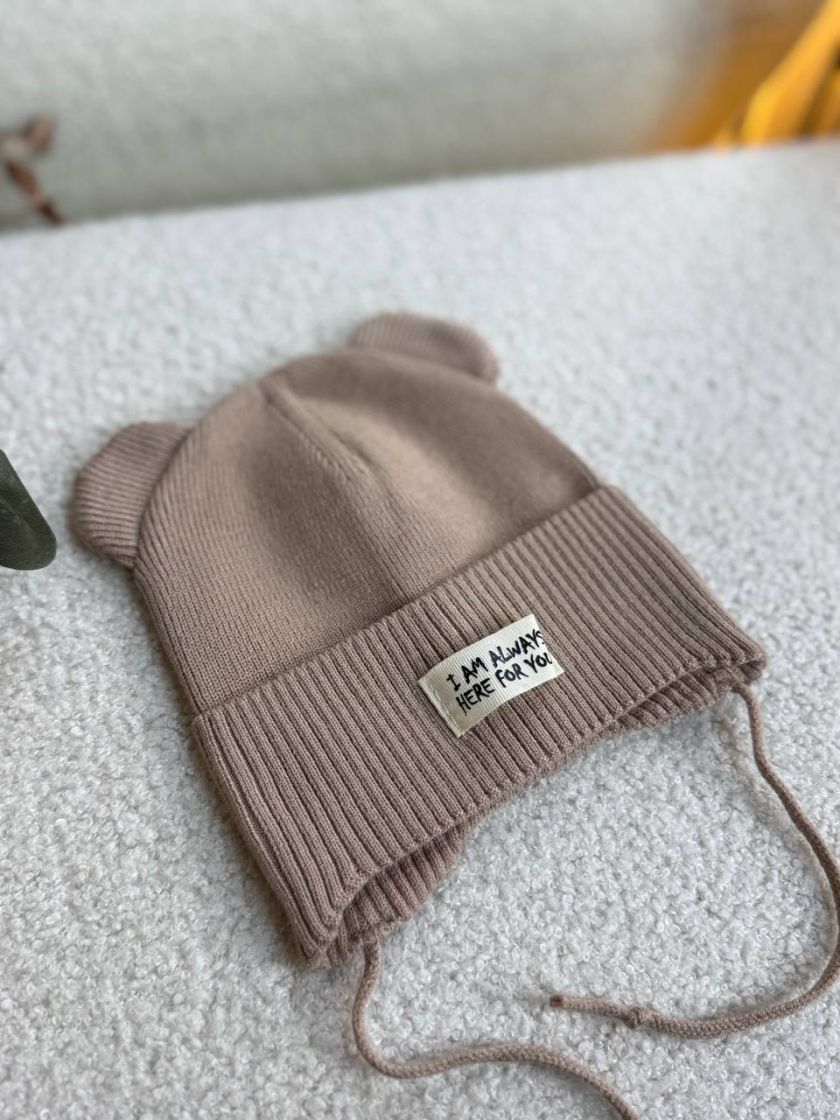 ❤ Шапка демісезонна на зав'язках. Принт - Кавовий (#48056468) ✓ Anna Konvert