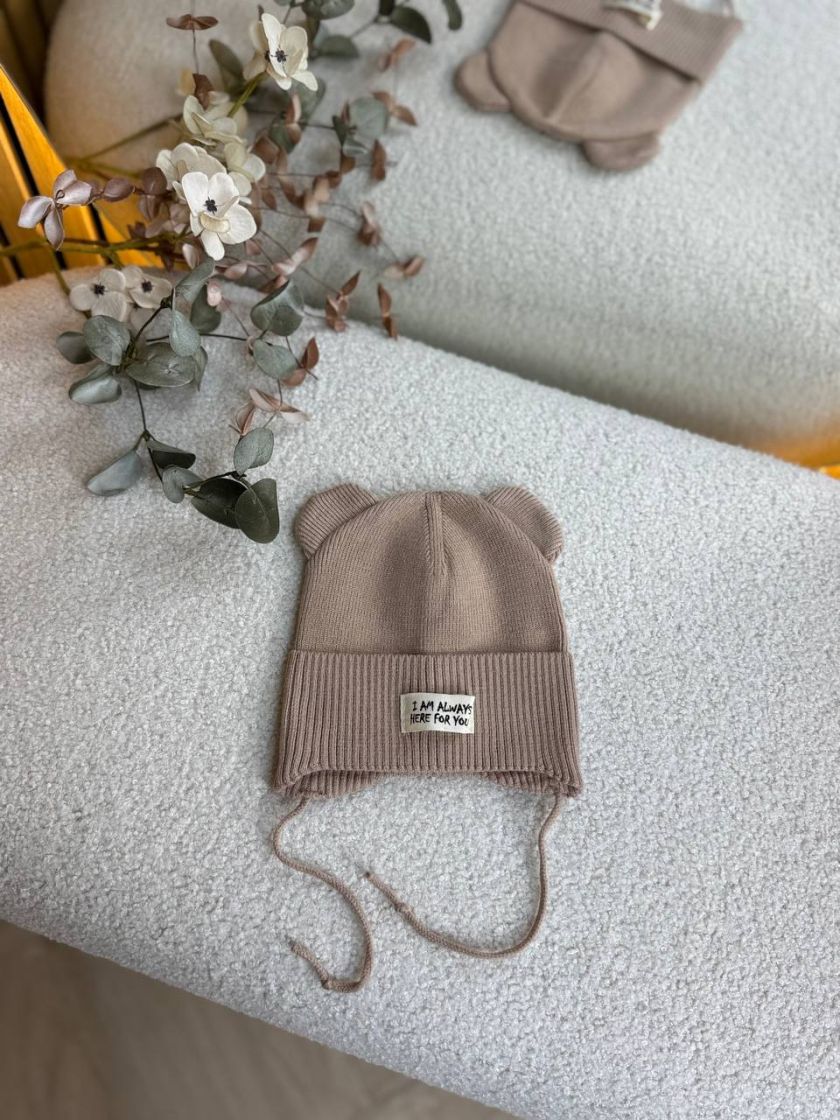 ❤ Шапка демісезонна на зав'язках. Принт - Кавовий (#48056468) ✓ Anna Konvert