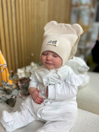 ❤ Шапка демісезонна на зав'язках. Принт - Кремовий (#24117228) ✓ Anna Konvert 2