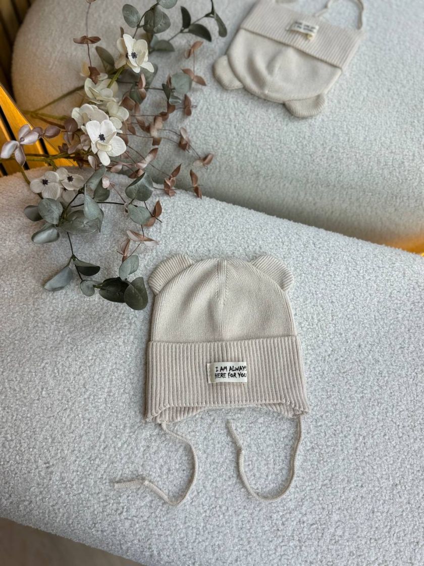 ❤ Шапка демісезонна на зав'язках. Принт - Кремовий (#24117228) ✓ Anna Konvert