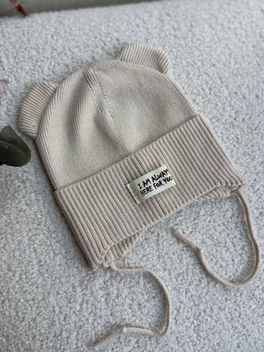 ❤ Шапка демісезонна на зав'язках. Принт - Кремовий (#24117228) ✓ Anna Konvert