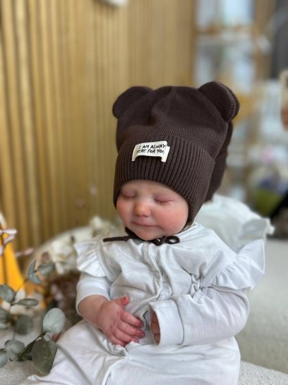 ❤ Шапка демісезонна на зав'язках. Принт - Шоколад (#39515151) ✓ Anna Konvert 2